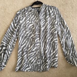 Scoop NYC Mandarin Collar Silk Skirt